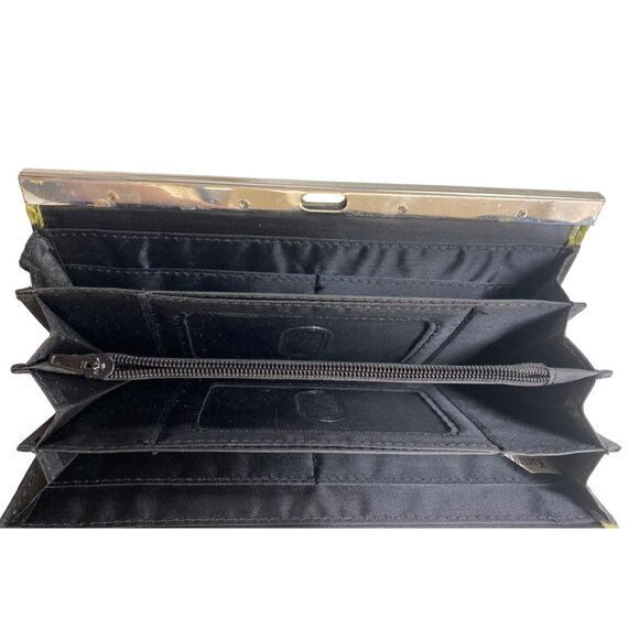 Vintage Green Snake Print Clutch Wallet With Metal Frame - Picture 4 of 5